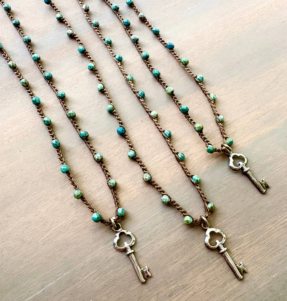 Dainty Sterling Silver Key Charm Necklace