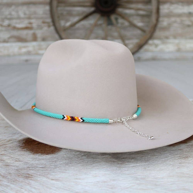 Round Beaded Turquoise Hat Band