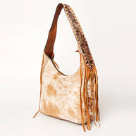 American Darling Hobo Bag Light Hair-On Hide with Tooled Leather Strap & Fringe