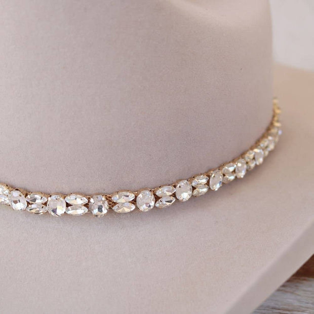 Rose Gold Rhinestone Bling Hat Band - The Kate