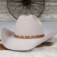 Brown Studded Goat Leather Hat Band