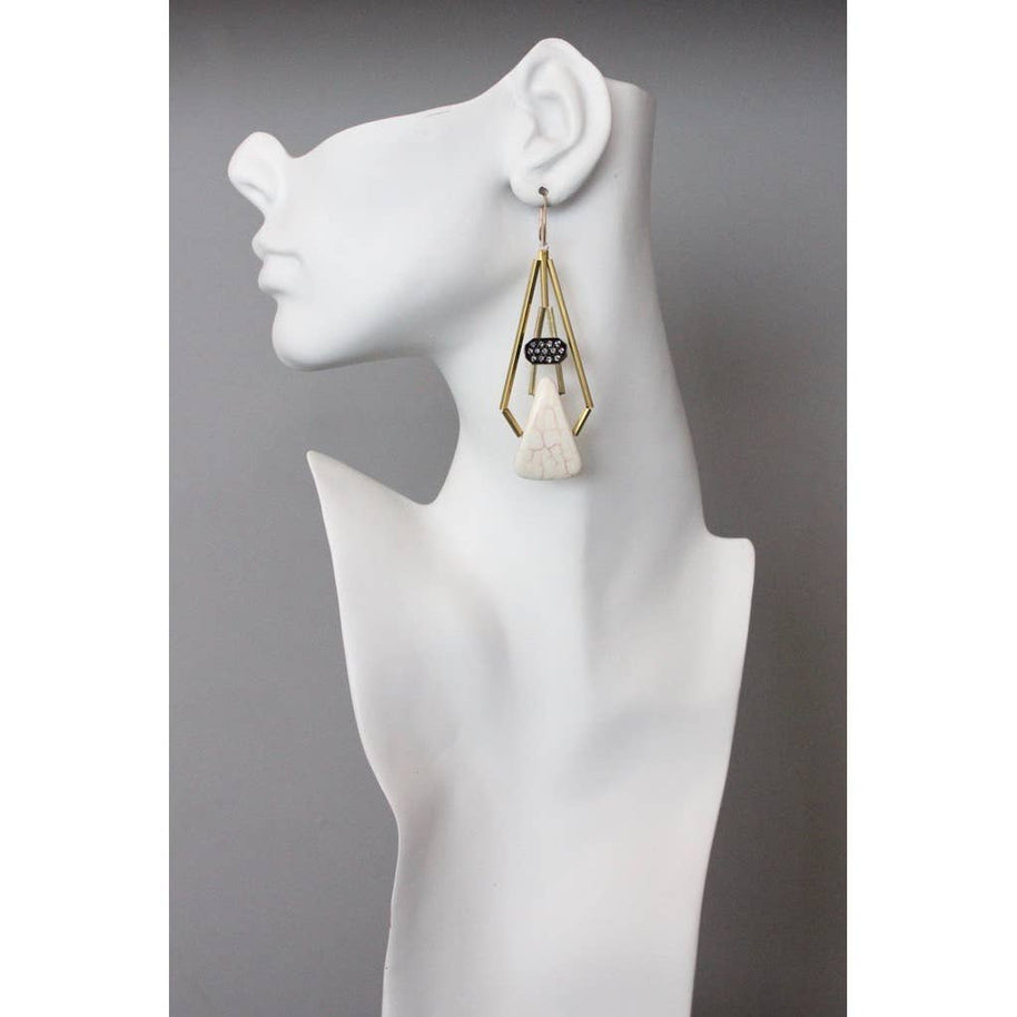 ArtDeco rhinestone & white stone earrings