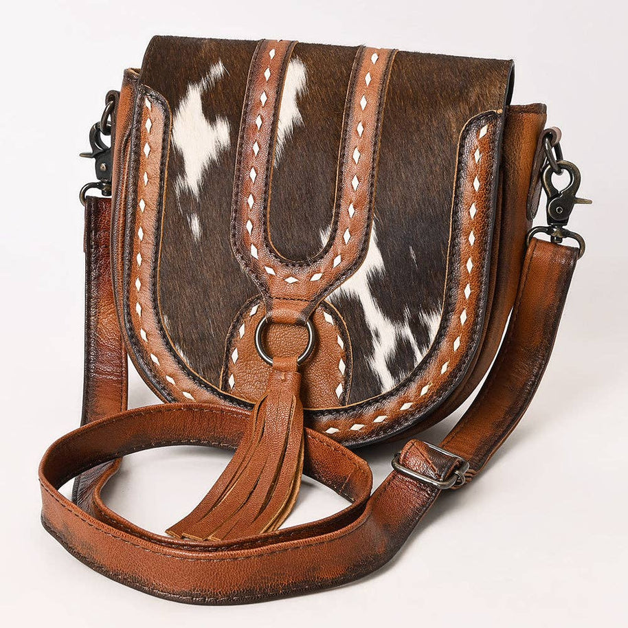 Hair-On-Hide Saddle Style Crossbody Bag