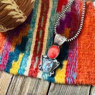 Handcrafted Sterling Silver, Spiny & Turquoise Pendant