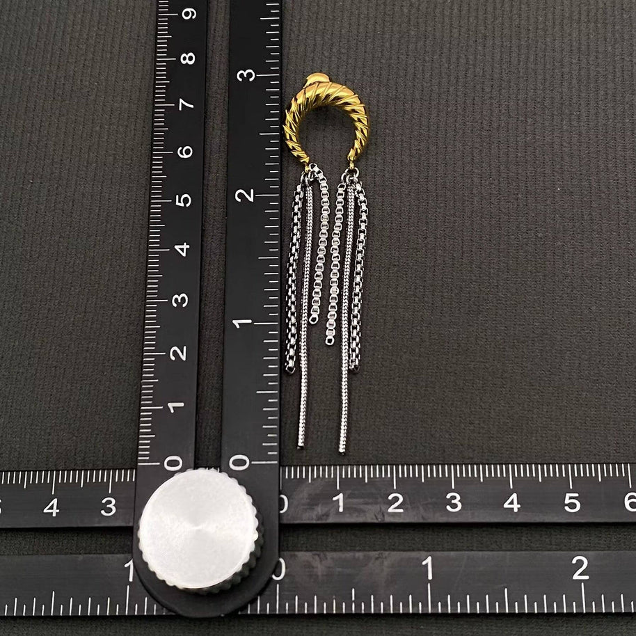 18K GP Chain fringe S. Steel Moon Earrings
