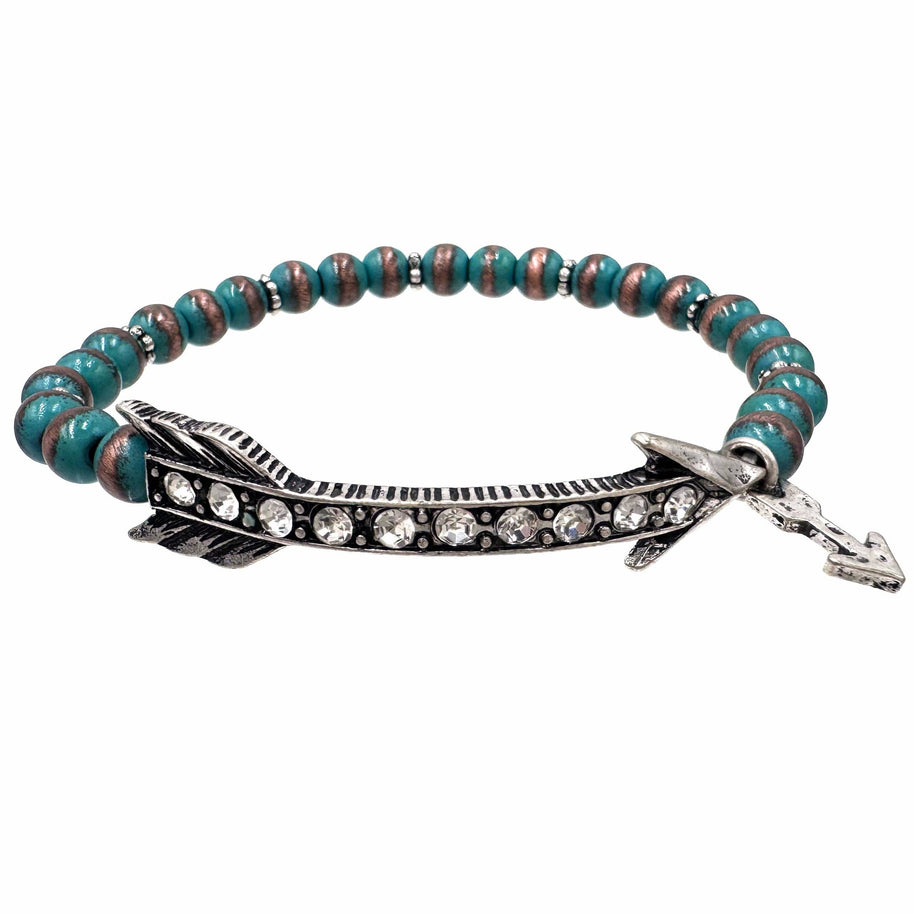 Arrow Turquoise Copper Navajo Bead Bracelet