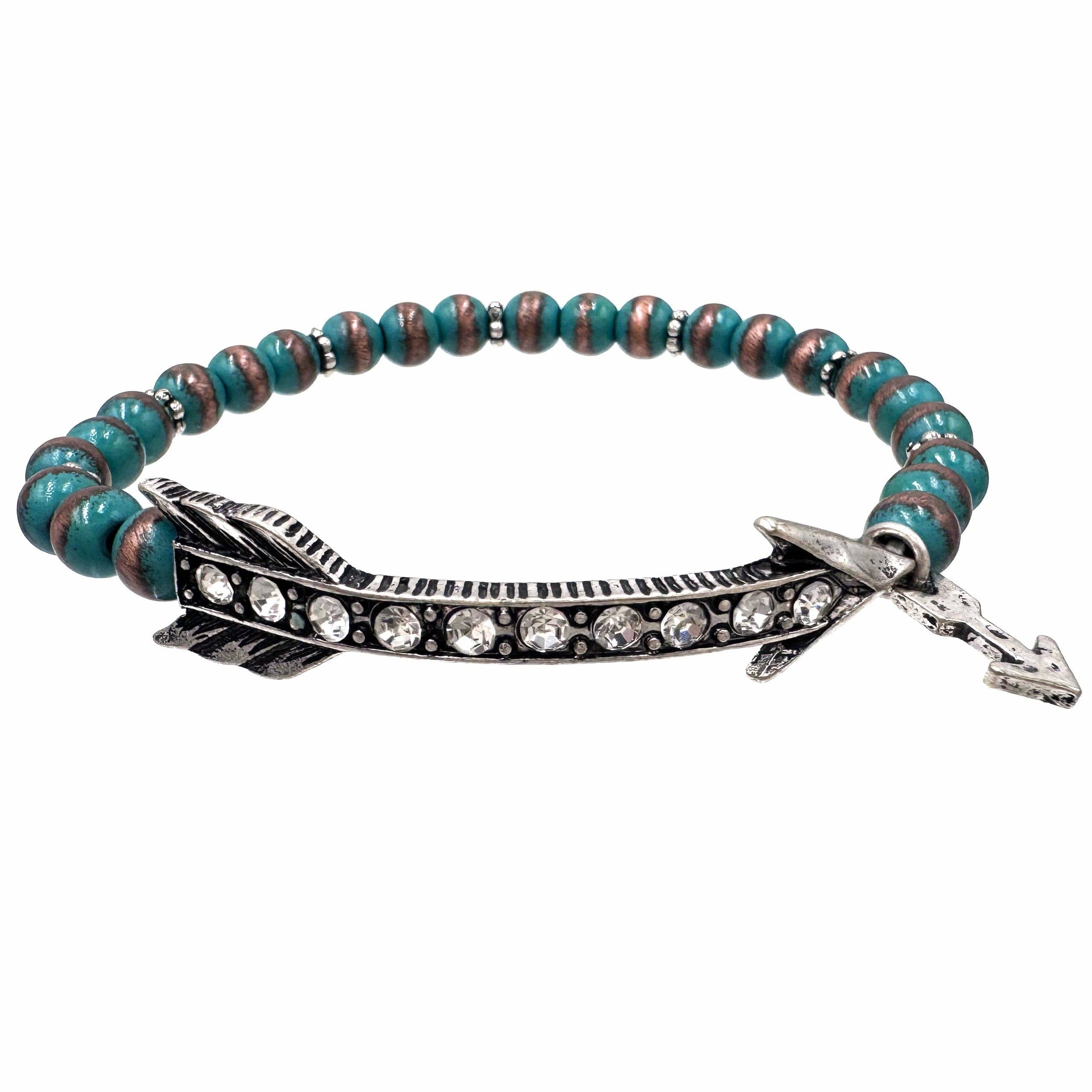 Arrow Turquoise Copper Navajo Bead Bracelet