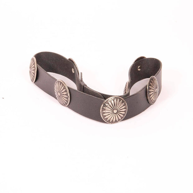 Genuine Leather Concho  Hat Band - Style Aztec