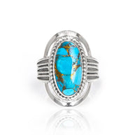 Blue Copper Turquoise Sterling Ring