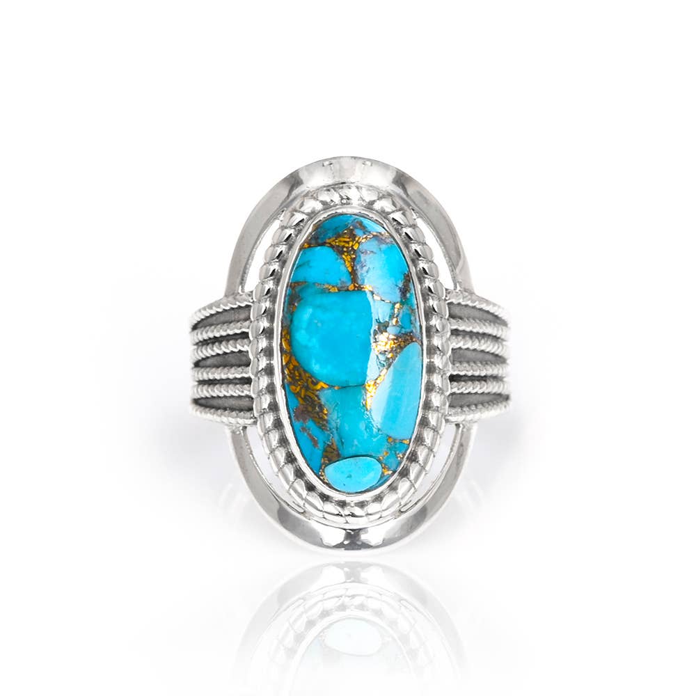 Blue Copper Turquoise Sterling Ring