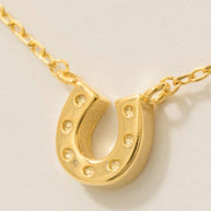 Gold Dipped Western Horse Shoe Pendant Necklace