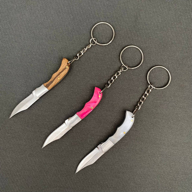 Wood & Acrylic Handle Foldable Stainless Steel Knife