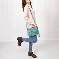 Turquoise Embossed Crossbody
