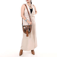 Hair-On-Hide Saddle Style Crossbody Bag