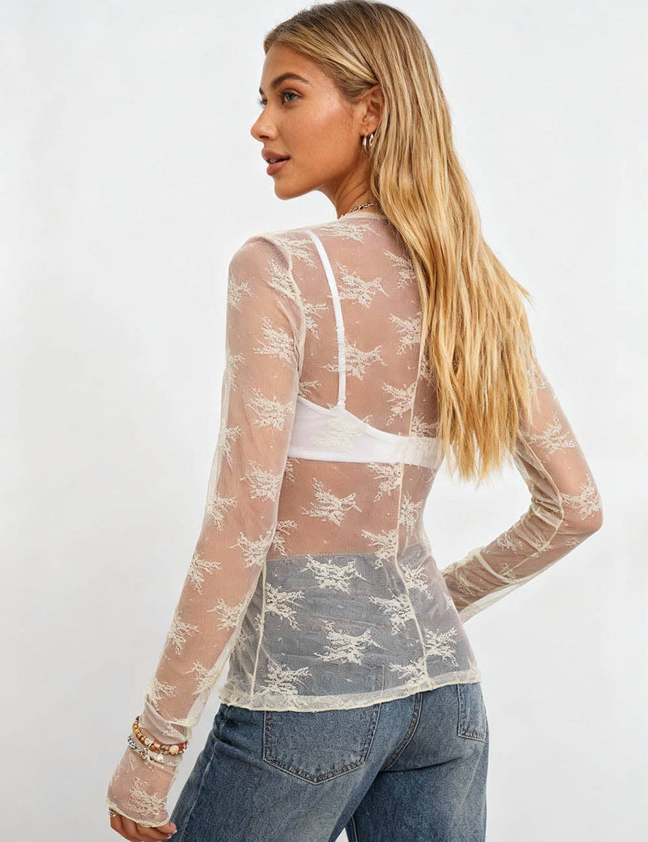 Long-Sleeve Lace Top