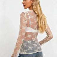 Long-Sleeve Lace Top