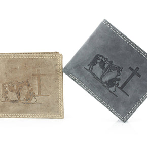 Men’s Bi-Fold Wallet with Praying Cowboy Emboss