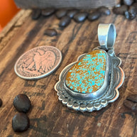Hand Stamped Sterling Silver & Number 8 Turquoise Pendant by Kimari Somers
