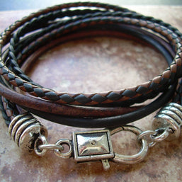 Four Strand, Double Wrap Leather Bracelet