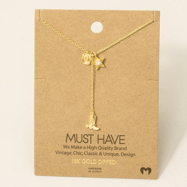 Cowboy Boots Y Necklace