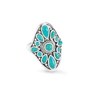 Sterling & Turquoise Cowgirl Floral Ring