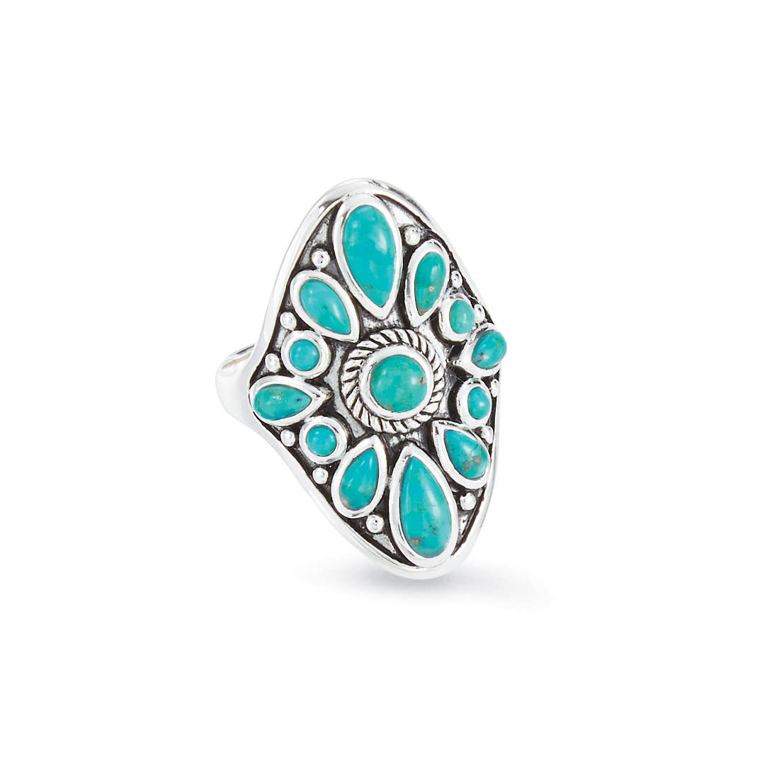 Sterling & Turquoise Cowgirl Floral Ring