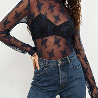 Long-Sleeve Lace Top