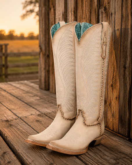 Corral Bone Embroiderey & Metallic Welt Tall Boot