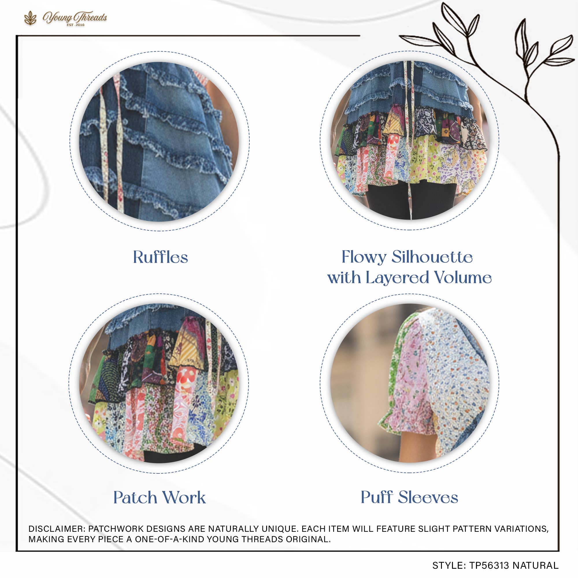 Boho Patchwork Denim Top