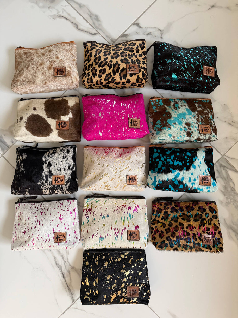 Western Cowhide Makeup Bag Travel