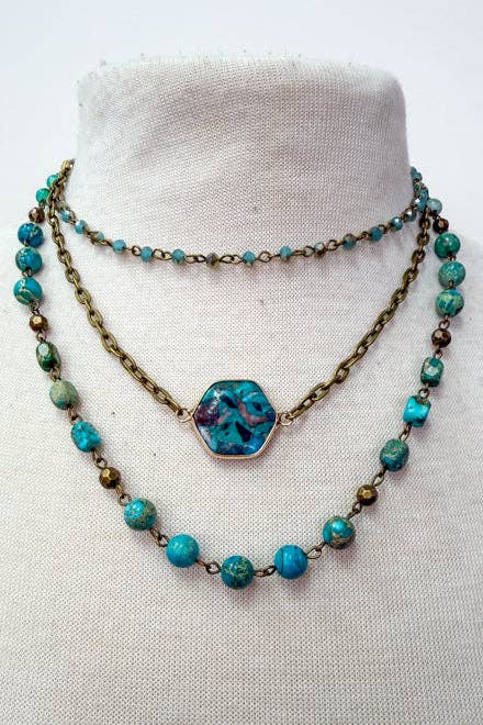 Janet Short Necklace-Turquoise