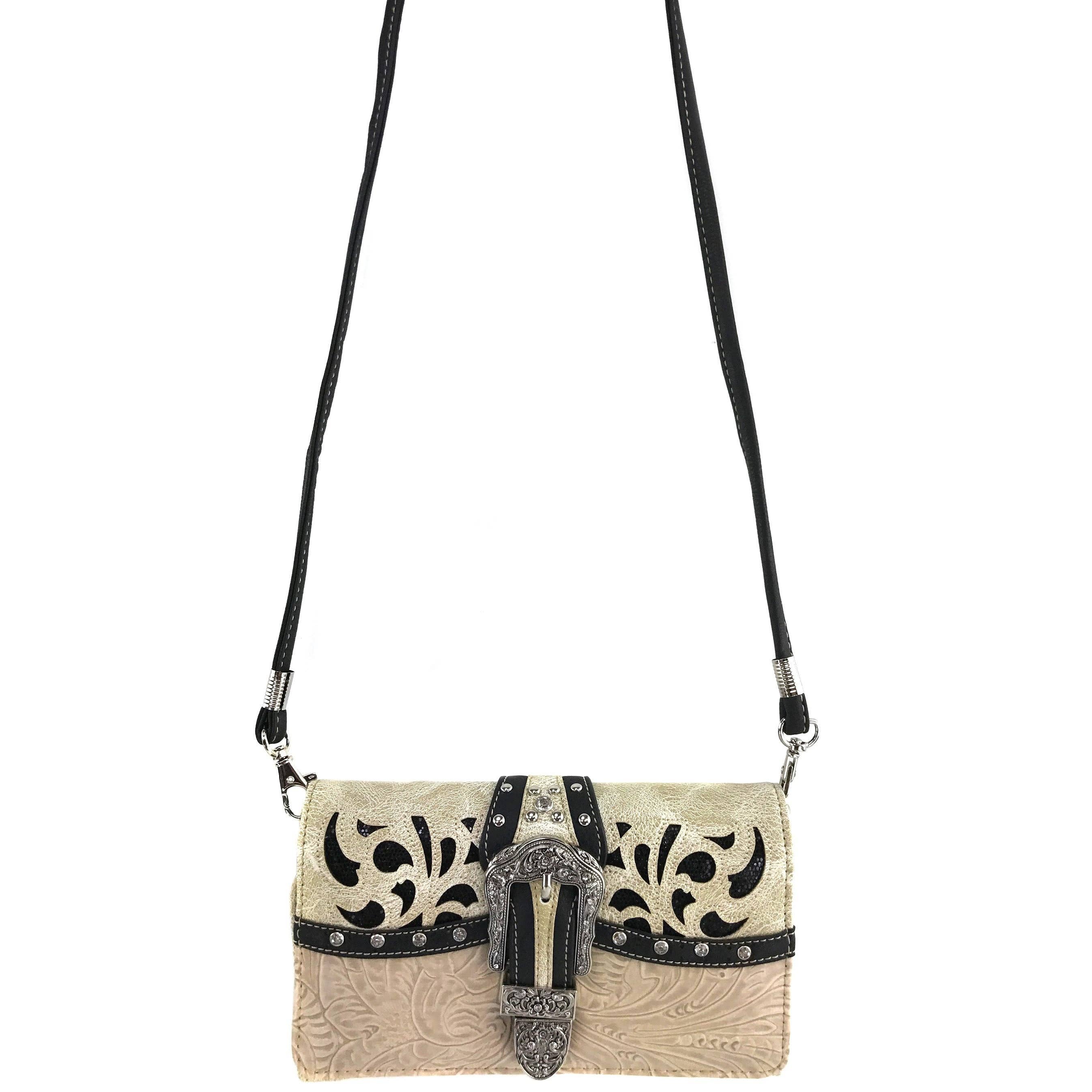 Western Shine Belt Buckle Crossbody Wallet