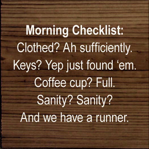 Morning Checklist: Clothed? Ah Sufficiently. Keys? Yep...