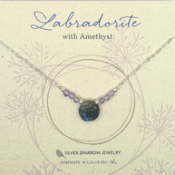 Labradorite and amethyst small circle necklace