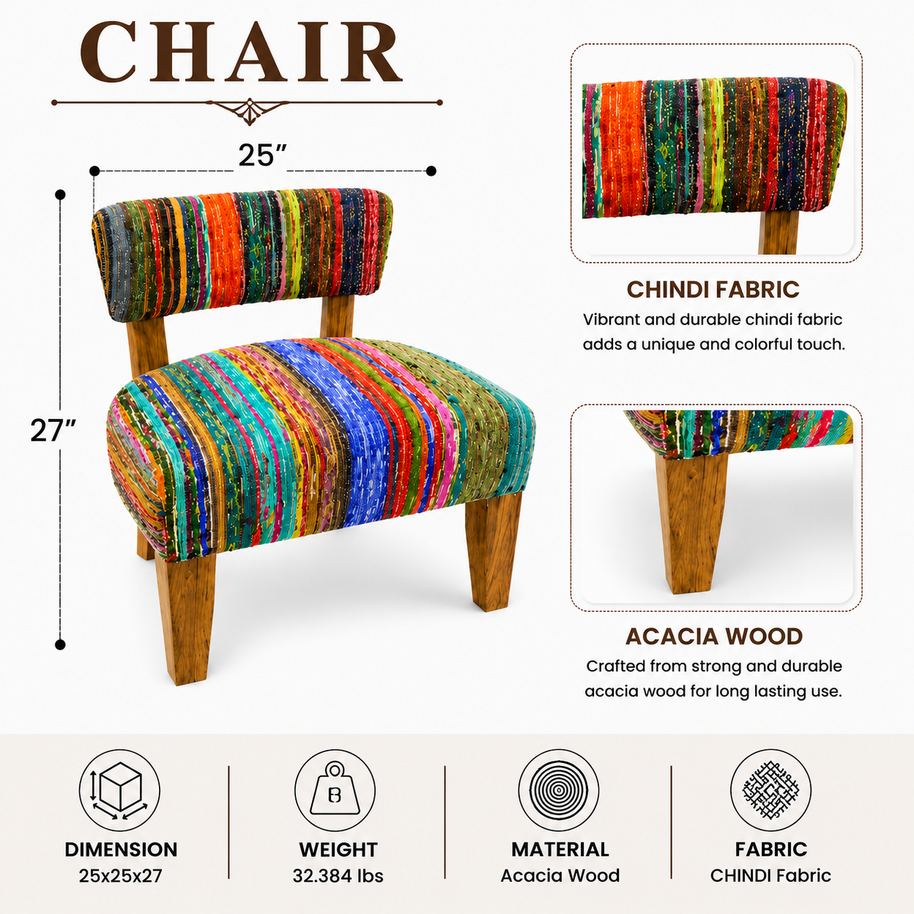 Upholstered Accent Chair, 25x25x27