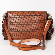 Embossed Leather & Fringe Purse