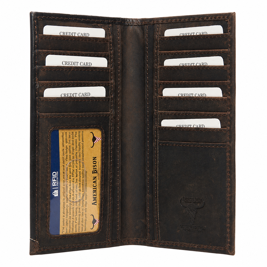 Oil Pull Up Tooled Leather Accent Rodeo Wallet