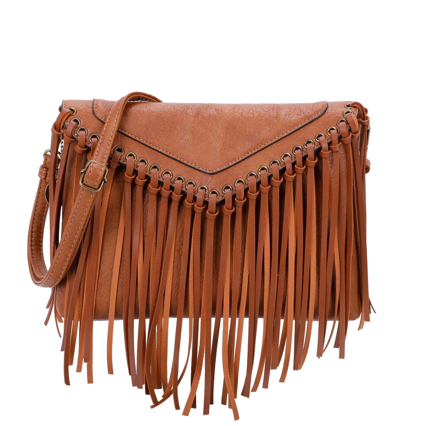 Dallas Classic Vegan Leather Western Fringe Crossbody Bag