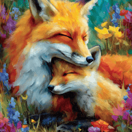 Mom & Baby Red Fox Art