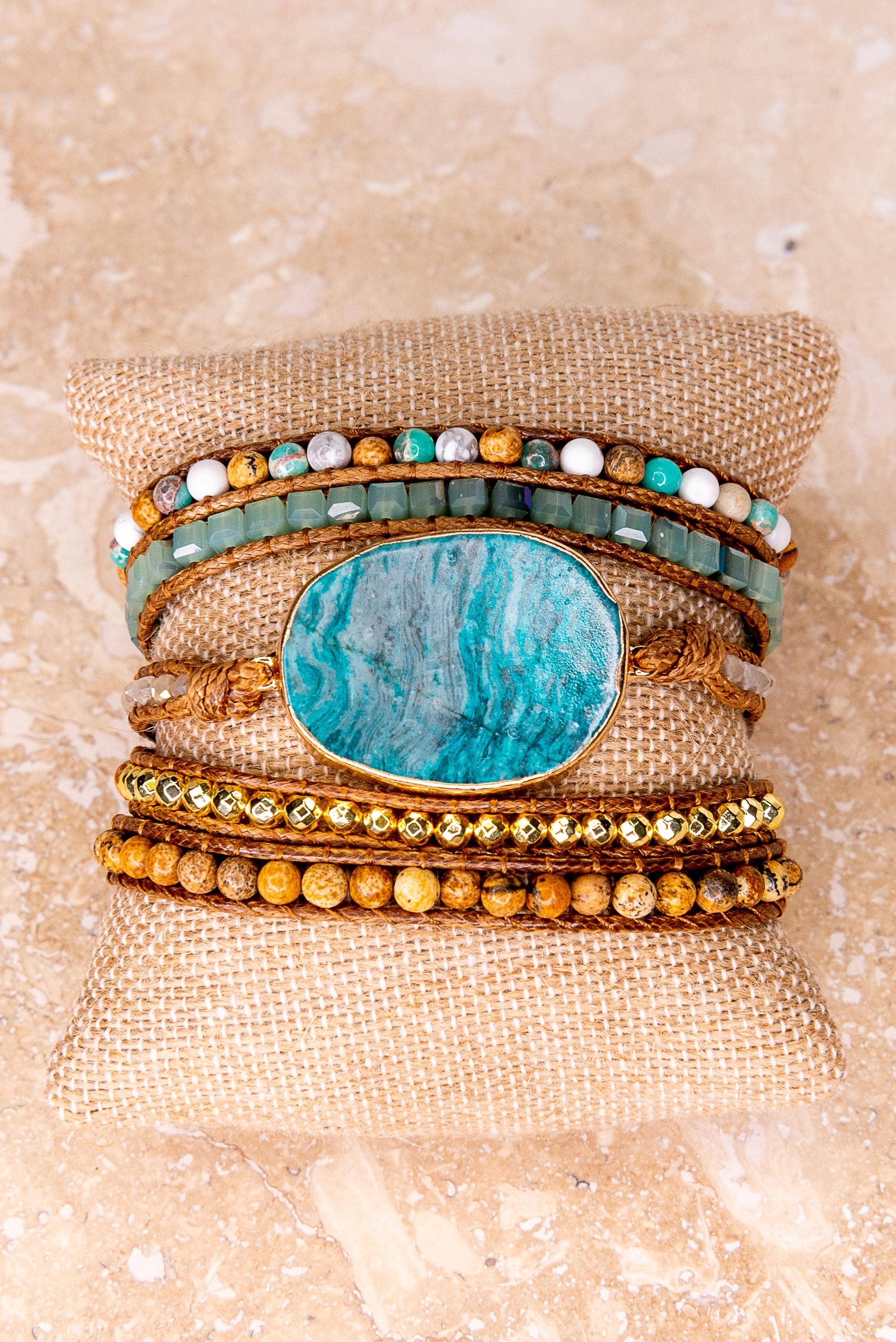 Kelly Wrap Bracelet: Jasper/Brown