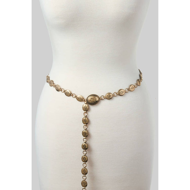Squash Blossom Concho Belt, Gold
