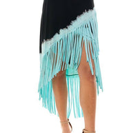 Tri Color Hi Low Fringe Skirt