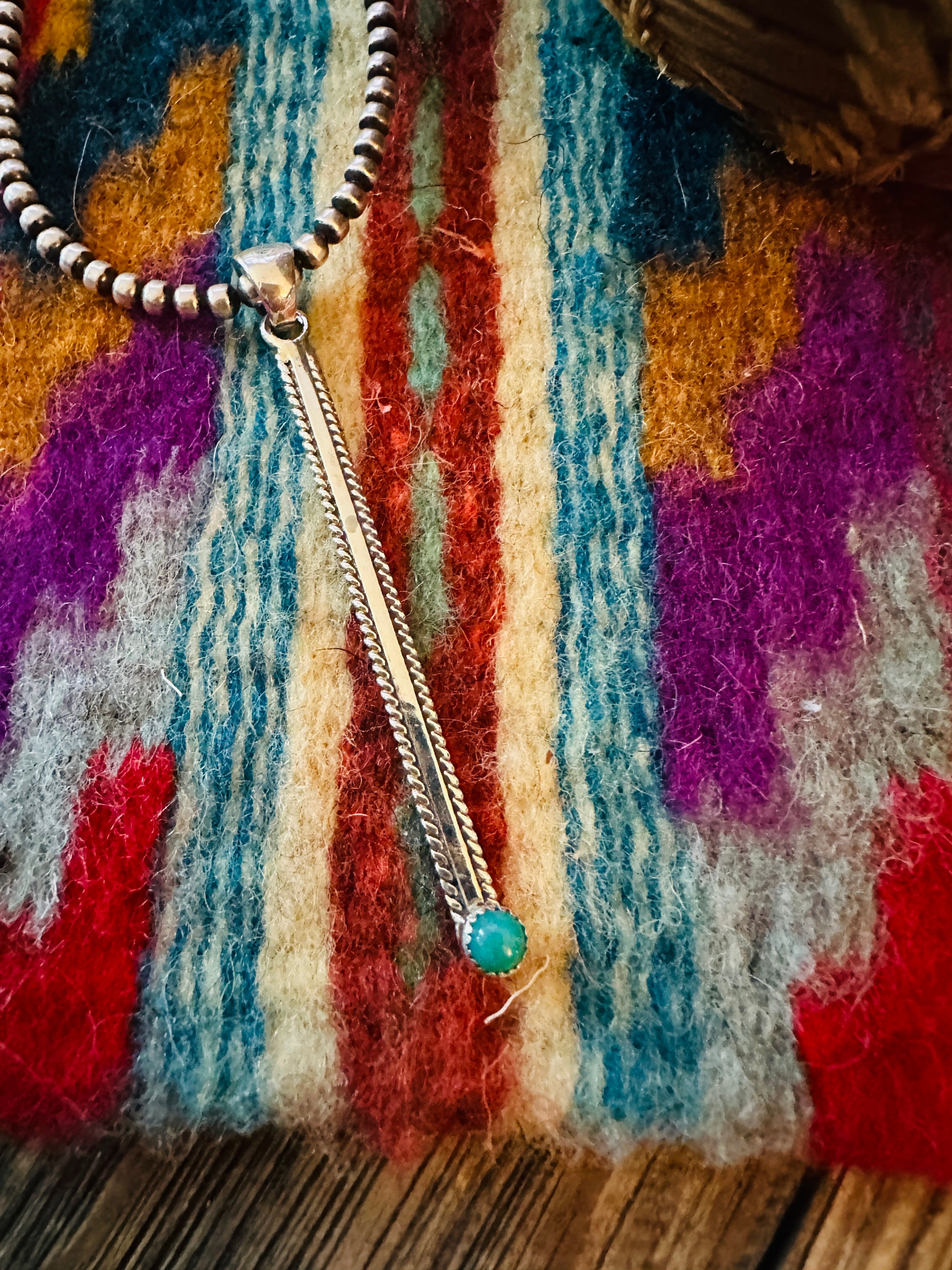 Handcrafted Sterling Silver & Turquoise Drop Pendant