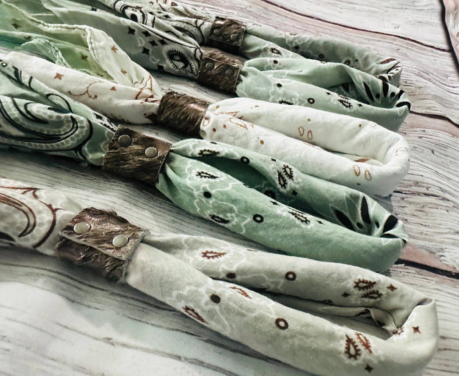 Sage Green Bandanas & Leather Slide