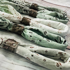 Sage Green Bandanas & Leather Slide