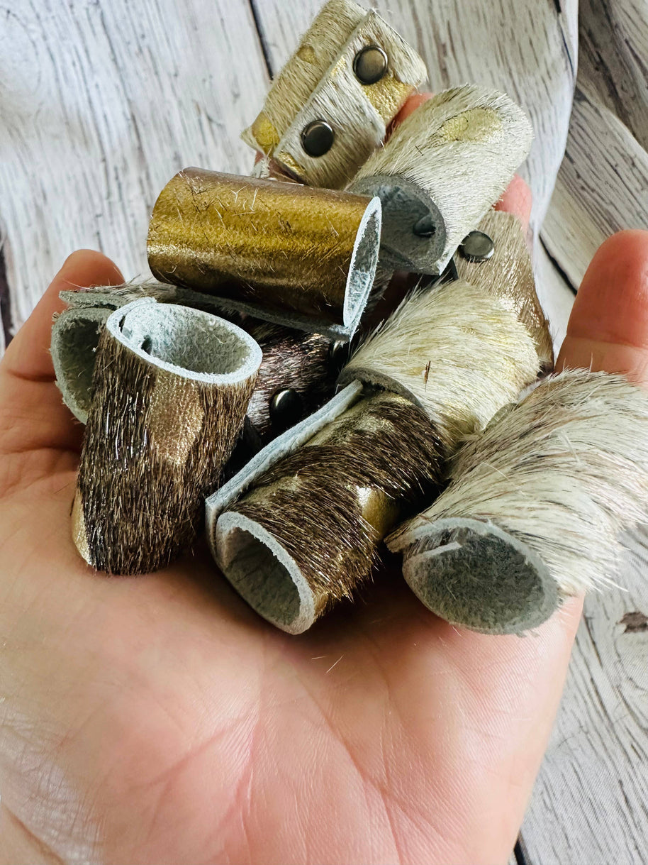 Mixed Metallic Cowhide Bandana Slides