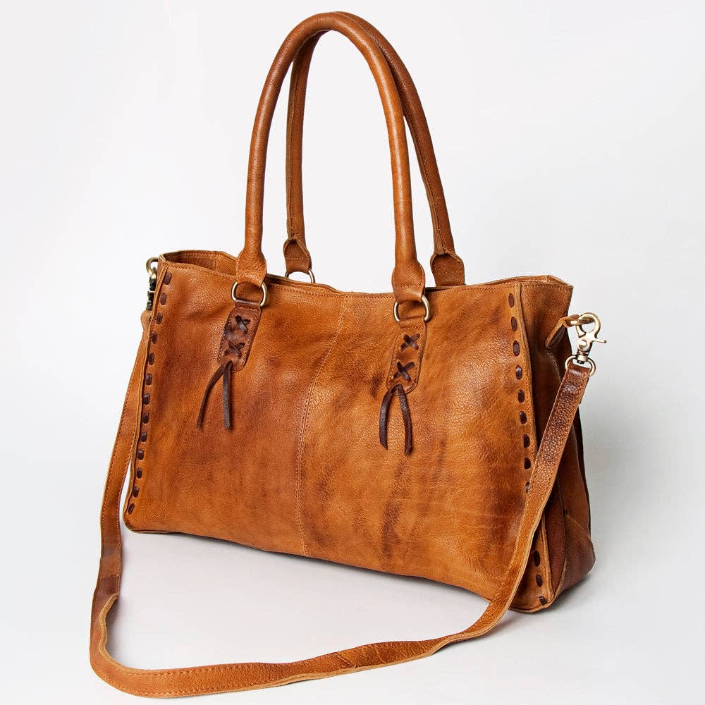 Genuine Leather Tote with Fringe