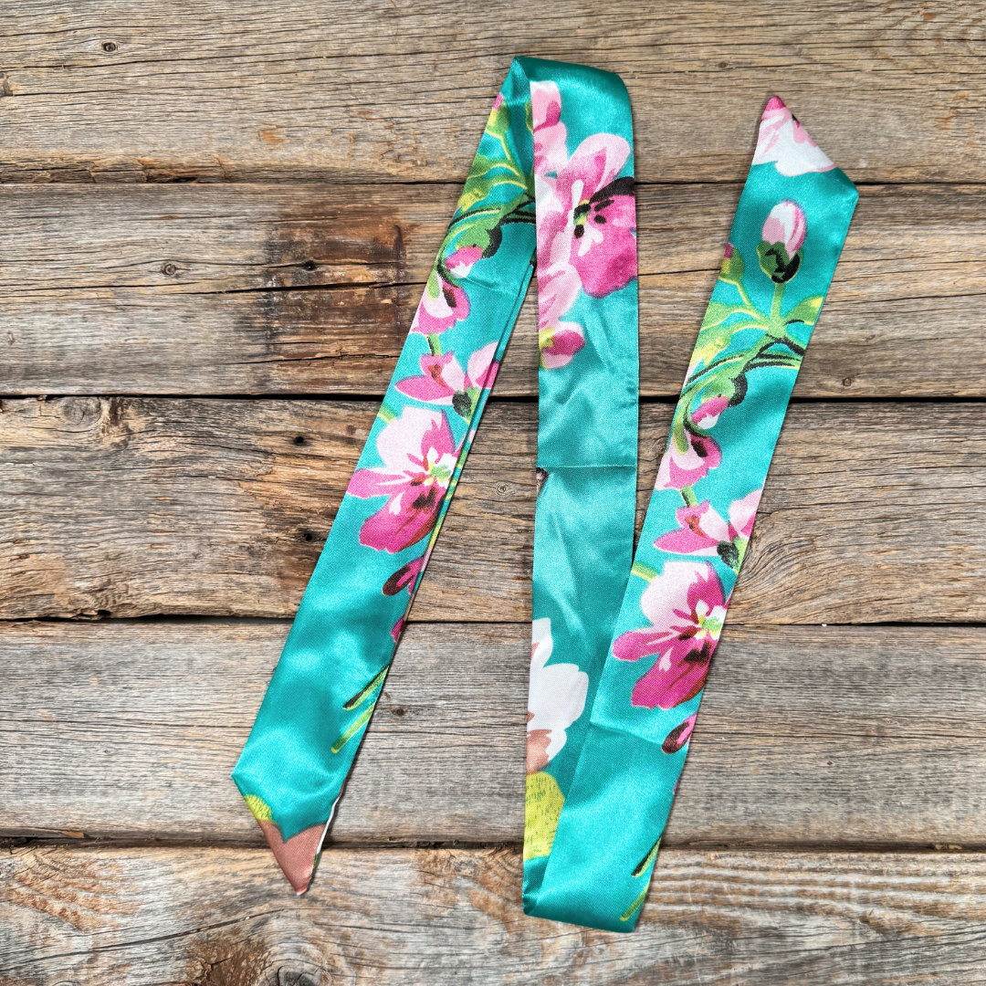 Turquoise and Pink Western Skinny Mini Wild Rag / Cowgirl Necktie #TW319