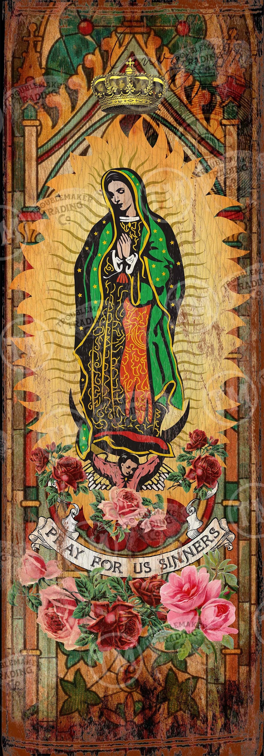 Pray for us Sinners Wood Art