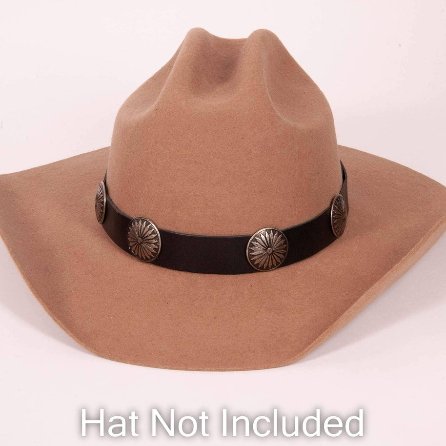 Genuine Leather Concho  Hat Band - Style Aztec
